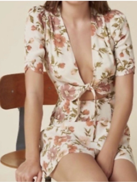 Reformation Dresses & Skirts - Reformation Grace Cream Floral Tie-Front Dress size 6